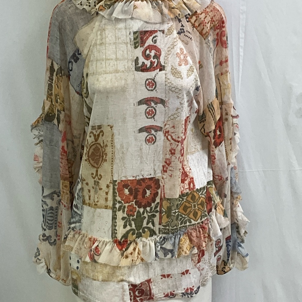 Anthropologie Tiny Bohemian Patchwork Ruffle Blou… - image 6